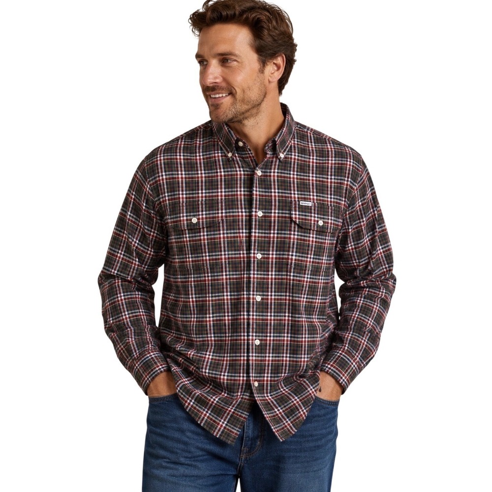 Barbour Mens Regular Fit Plaid Button Down Shirt XL Long Sleeve Cotton Flannel